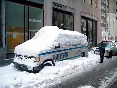 Snowed in Cop Car