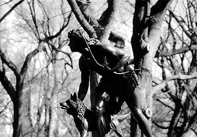 Statue in silhouette