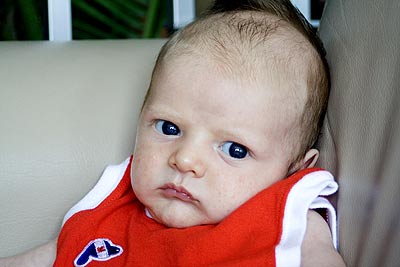 Pensive Ethan at Four Weeks
