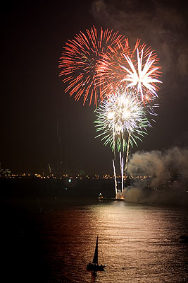 Sailboats watching fourth of July Fireworks