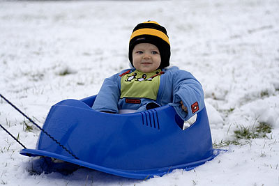 Ethan on his sled